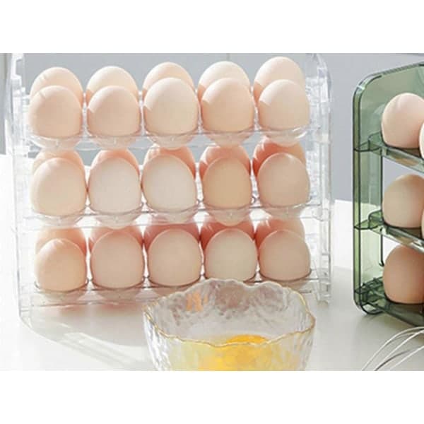 30-roms kjøleskap eggstativ flip egg oppbevaringsbeholder egg oppbevaringsboks transparent