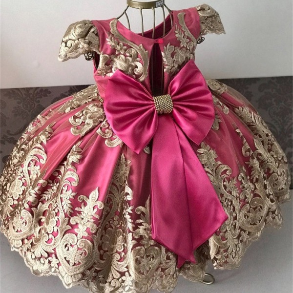 Flickor rosett aftonklänning prestanda klänning prinsessklänning Figure 711 120cm