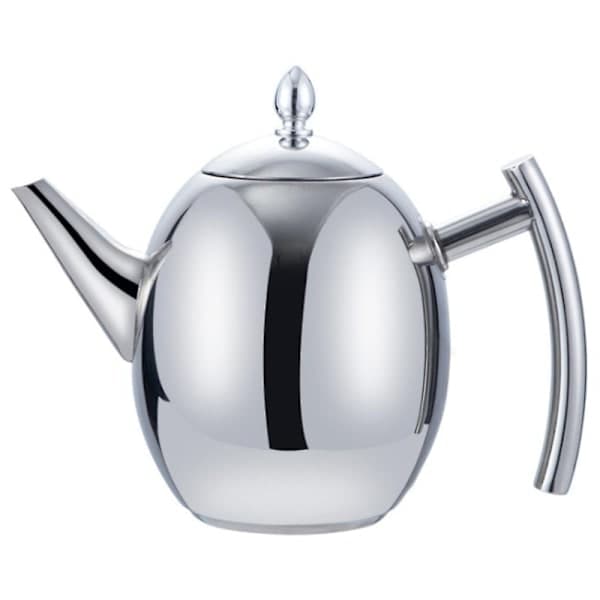 2l Teekande i rustfrit stål med te-si, te-kande med te-infuser, tesæt, te-infuser, sølv