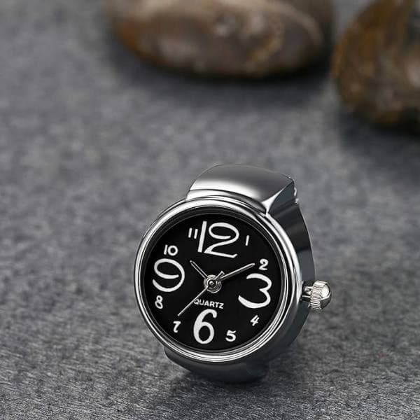 Kreative elastiske runde kvarts fingerure, til Valentinsdag Unisex Sort black