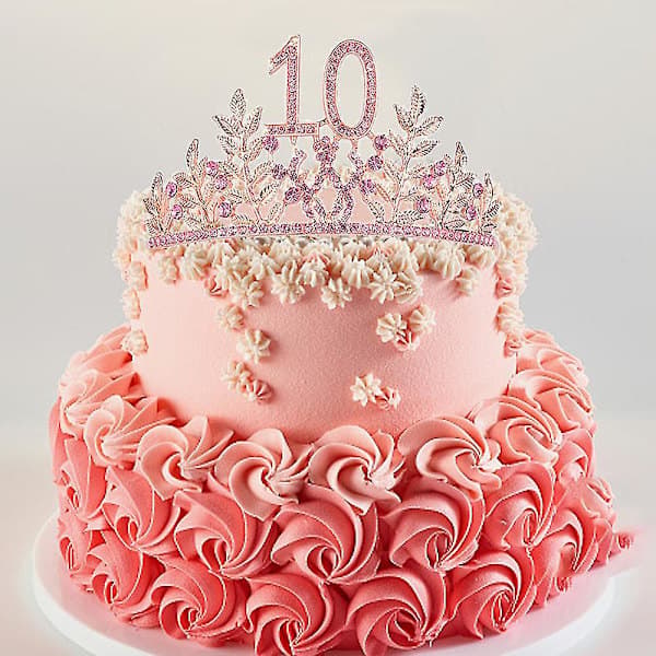 10-årsdagsgave: Rosa sløyfe og kronesett for kvinner