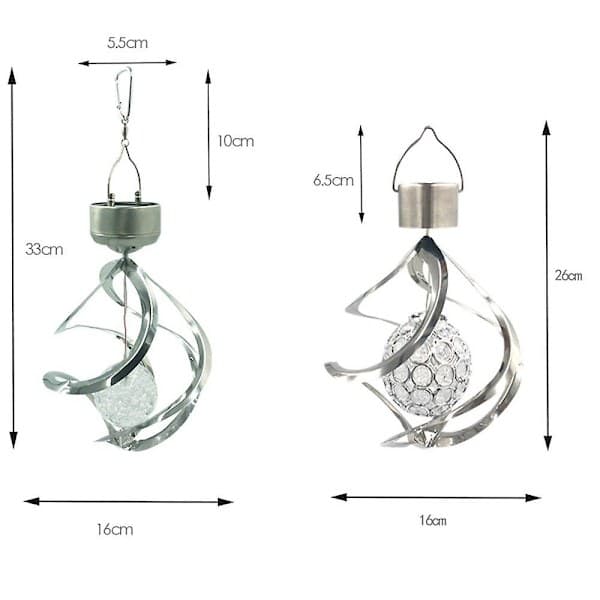 Solcellelampe udendørs kronekugle vindspil lys egnet til havegård dekoration style1
