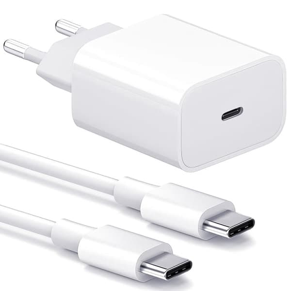 Oplader til Samsung - Hurtigoplader 20W USB-C - Strøm + Kabel Hvid adapter+Kabel