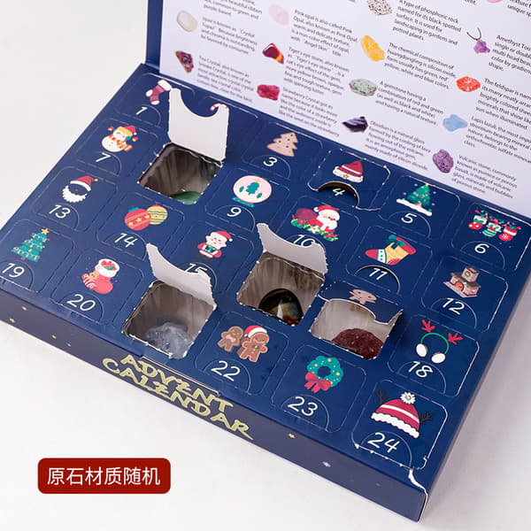 Jul Adventskalender Barns Kristall Ädelsten Blindbox 24 Dagars Jul Nedräkningskalender Barnpresent