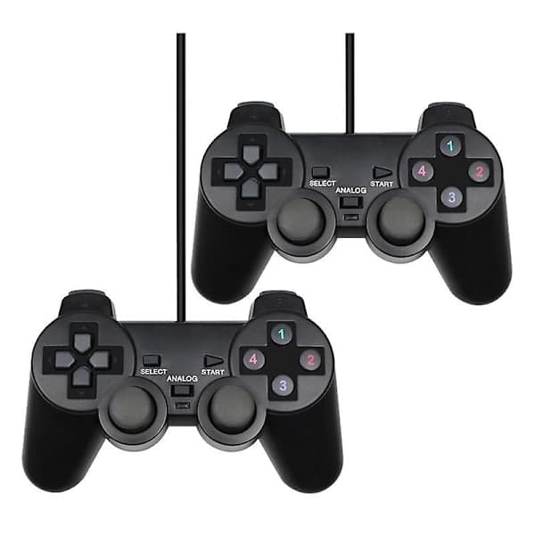 Kablet USB PC-spilcontroller til WinXP/Win7/Win8/Win10, Egnet til PC Computer Laptop Sort Gamepad Joystick Sort 2 Stykker