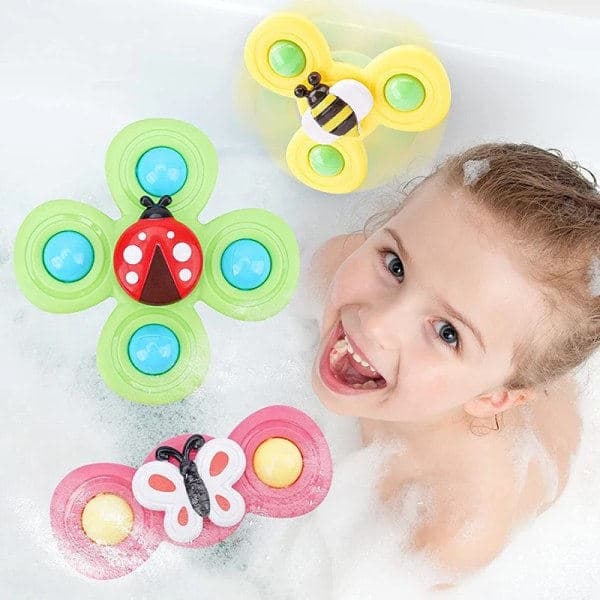 3-pakning - Fidget Spinner med sugekopp for barn - Spinnerleke multicolor