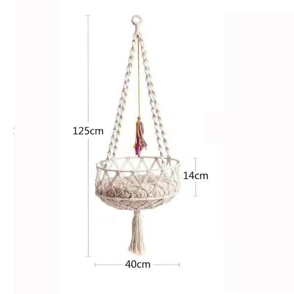 Kattesving i Macramé Design, Beige 40cm 40cm