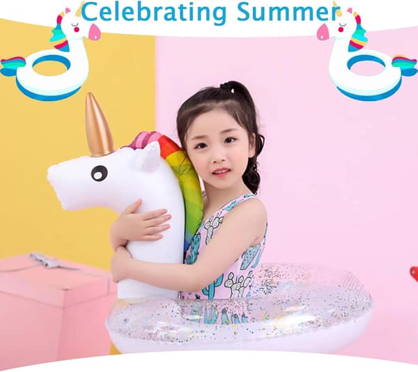 Sommer Oppblåsbar Svømme Ring Pool Float, Oppblåsbar Pool Float - Søte Glitrende Svømme Ring Ringe Strandfest Vannunderholdning Leke for Barn