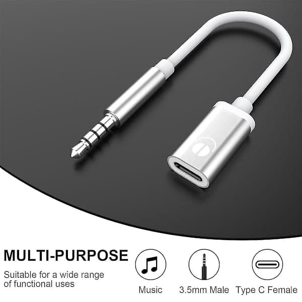 3,5 mm han til Type C hun lydkabel, analogt lydstik hovedtelefon lydadapter kompatibel med MP3 Pla-B5