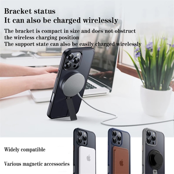 Matt Transparent Magsafe Telefonfodral för iPhone 16 15 14 13 12 Pro Max Plus Aluminiumlegering 360° Roterande Fäste Magnetiskt Skal Gray For iPhone15 Pro Max