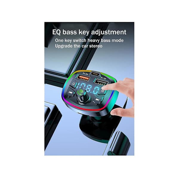 Bil Bluetooth FM-sender Bil Bluetooth MP3-spiller Dobbel USB Billader med EQ Atmosfærelys