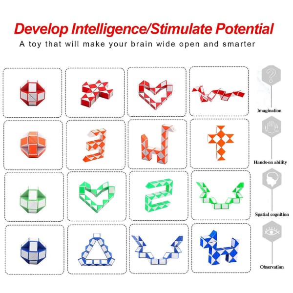 Terning Legetøj - 12 Stykker Magic Speed ​​Cube Snake Cube Puslespil Magic Snake Cube 3d Iq Legetøj til Børn og Voksne (Tilfældig Farve)