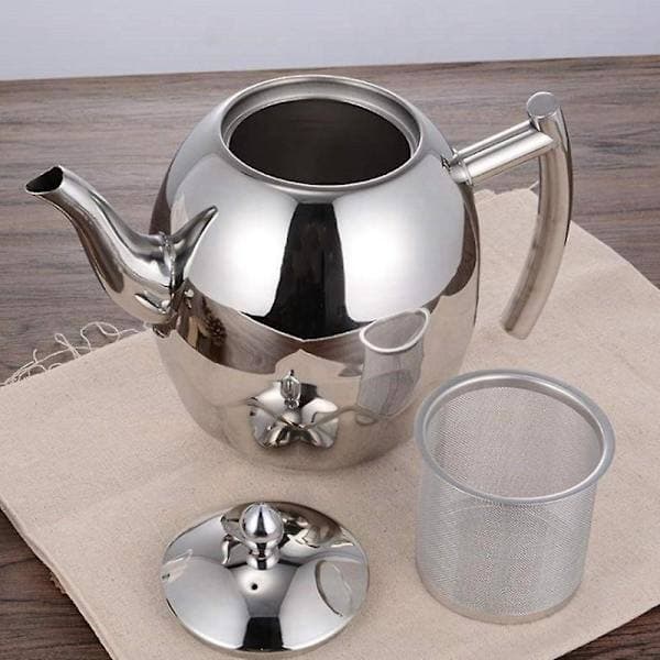 2l Tekanne i rustfritt stål med tesil Tekanne med teinfuser Tesett Tekanneinfuser Sølv