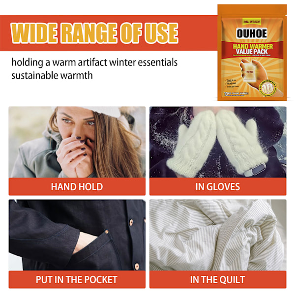 OUHOE Handvärmare Value Pack, Portabel Varm Engångs Värmande Baby Paste Vinter Kyla