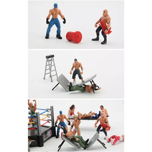 WWE Wrestlar Ring Gladiator Scen Figur Set Monterade Leksaker Four-way ring