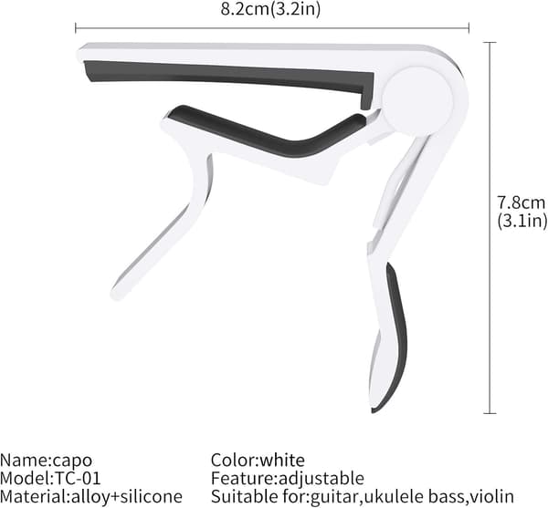 Gitarr Capo Snabbt Byte Capo för 6-Strängad Akustisk Gitarr Elgitarr Klassisk Gitarr Ukulele Capo (Vit) White