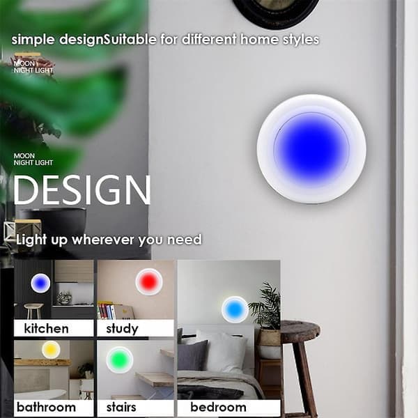 LED Skabsbelysning RGB Trådløs Puck Lampe Under Skabsbelysning 16 Farver Sort 6 Lysstyring