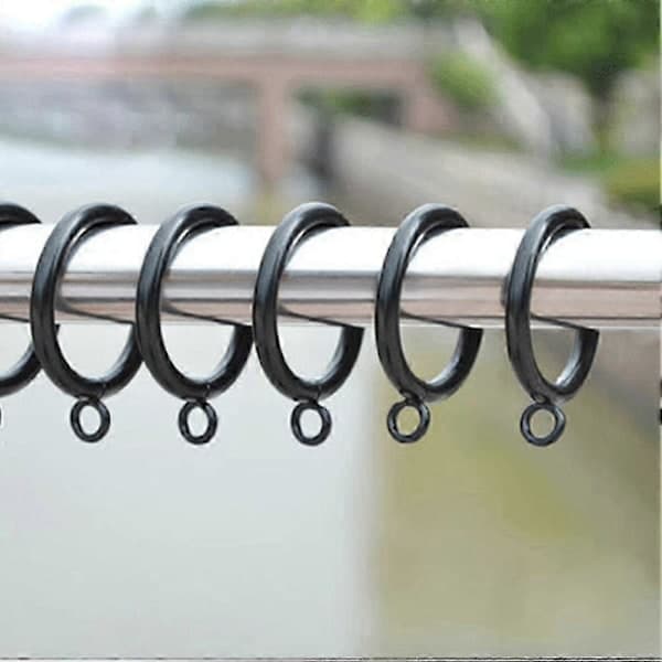 38 mm metalgardinringe med øje til køkken og soveværelse, 40 stk., sort 40pcs Black