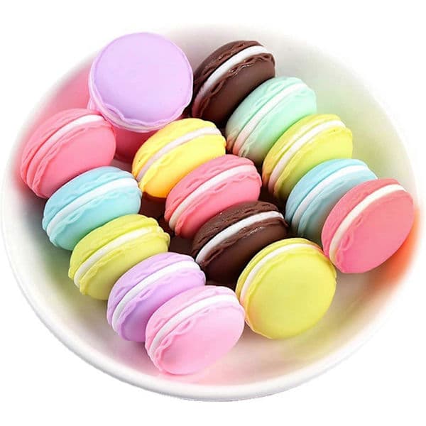 14 stk. Mini Macarons Kunstige Macarons Simulation til Fotorekvisitter, Bageriudstilling - 7 Farver