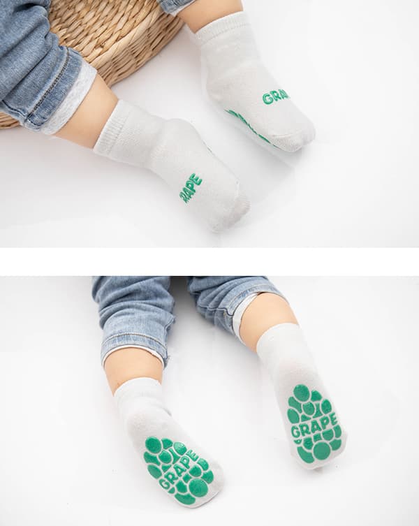 5-pack barn strumpor med antislip-Frukt M(1-3Y)