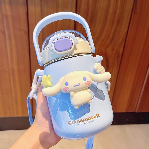 Barnkopp Rostritt Sugerör Vattenflaska - Sanrio Termosmugg 700ml gul