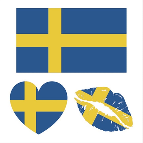 10st - Svenska flagga-stil tatueringsdekal - Fira nationaldag blå