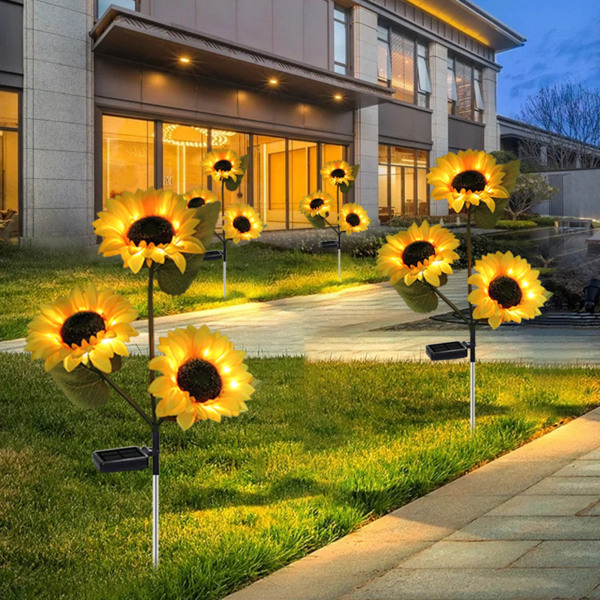 2st - 3 Huvuden Solenergisimulerande roselyktor - Solroslyktor med LED - Lampor - Tädgårdslampor gul