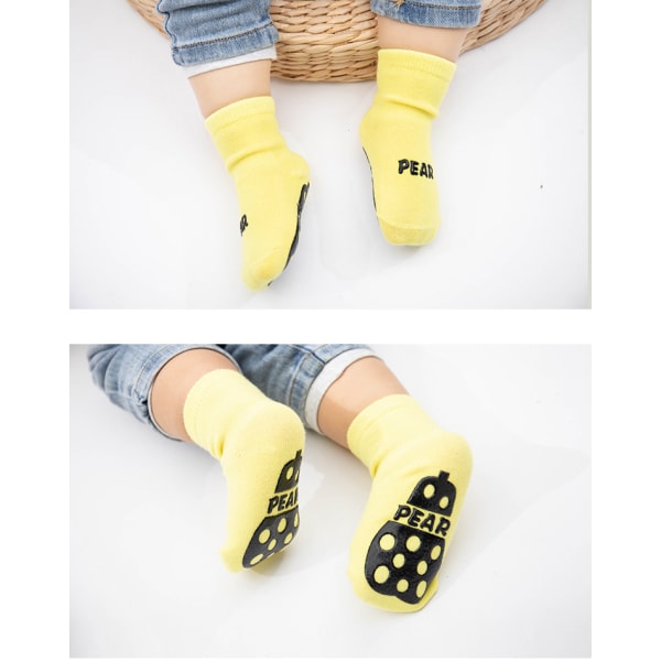 5-pack barn strumpor med antislip-Frukt M(1-3Y)