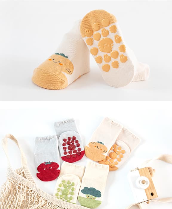 5-pack barn strumpor med antislip-Blomma M(1-3Y)