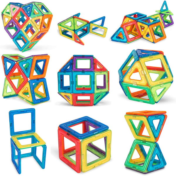 3D Magnetic Tiles - 40 Delar Magnetiska Brickor - Bygg med Magneter multifärg - Julklappa Barn - Present flerfärgad