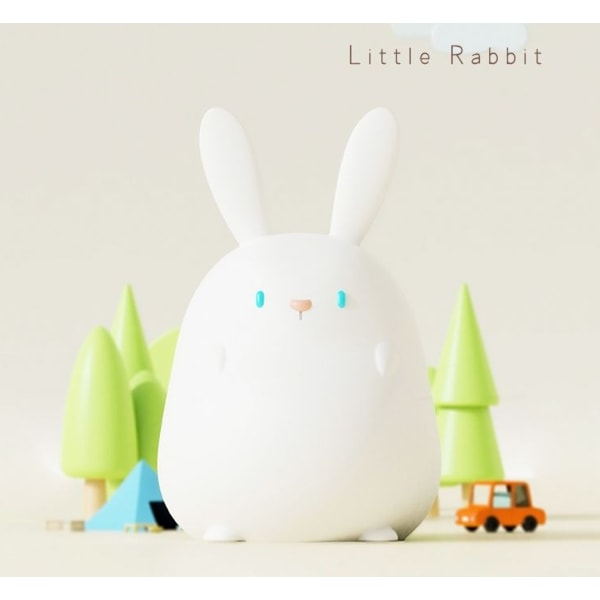 Kanin LED Nattlampor - Silikon Dimbar Bordslampa - Sänglampa -Julklappa Barn vit