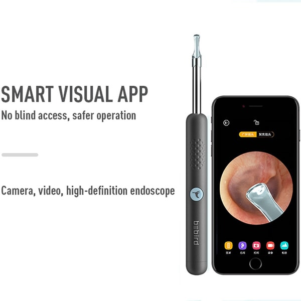 Öronvax Borttagning endoskop WiFi Xiaomi Mijia Bebird R1 - Julklappa svart