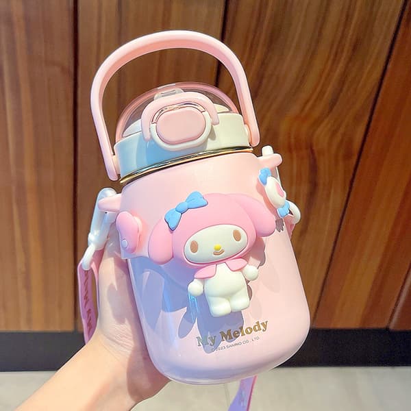 Barnkopp Rostritt Sugerör Vattenflaska - Sanrio Termosmugg 700ml blå