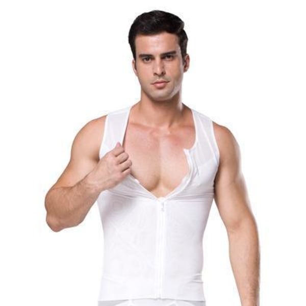 Body Shaper bröstkompressionsväst, Shapewear för män - Vit White XL