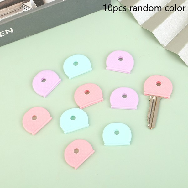 10 st blandade färger PVC-nyckelhattar Topper elastiskt fodral för DIY-nyckel