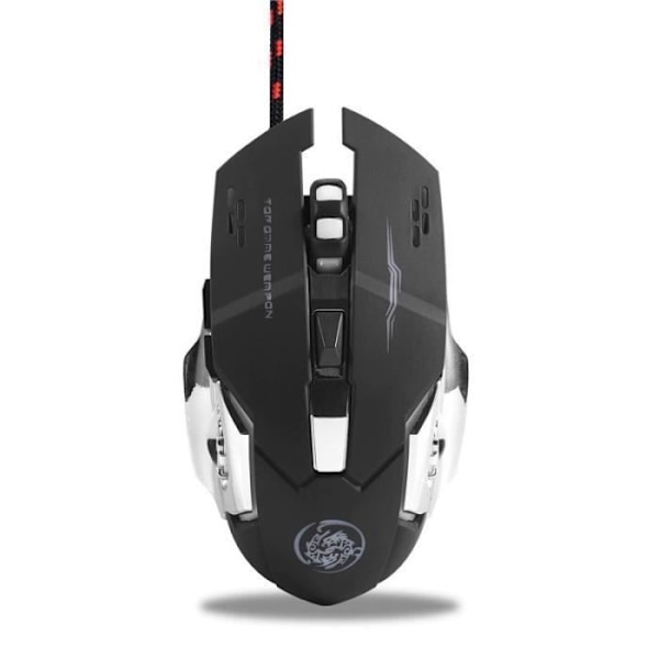 USB LED Optisk Kablet Mus - Stille Klikk - 2400DPI (Svart)