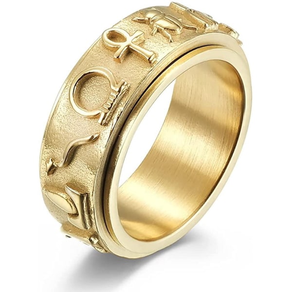 Fidget Rings Ankh Ring Rostfritt stål Eye of Horus Ringar Anubis Svart/Silver/Guld Spinner Ångestring Forntida egyptisk symbol Gåvor för kvinnor Män Black 17.4mm