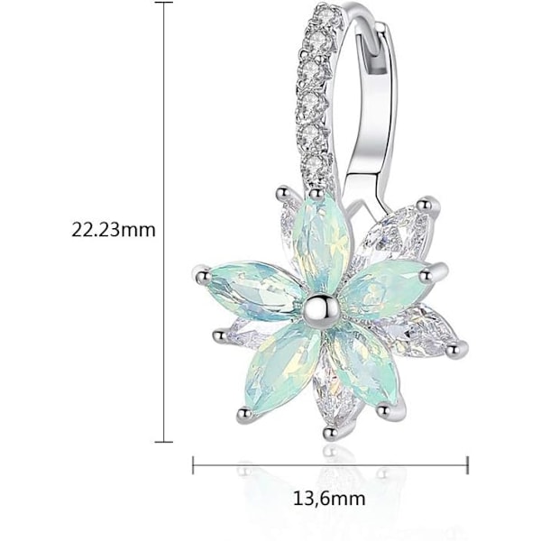 Øredobber for kvinner Sølv øredobber med blomst Cubic Zirconia Krystall Clip on Øredobber for kvinner Jenter 3A Zirkon Øredobber Elegante damer