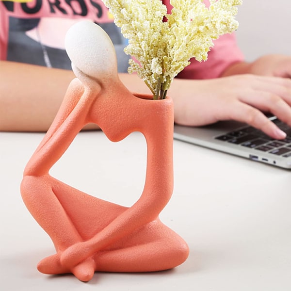 Vas Deco Vardagsrum Modern Keramik Vit Skulptur Vas, 19 cm