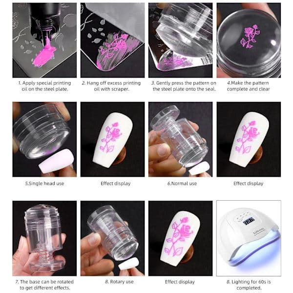 Nagelstämpel Skrapaset Transparent Roterbart