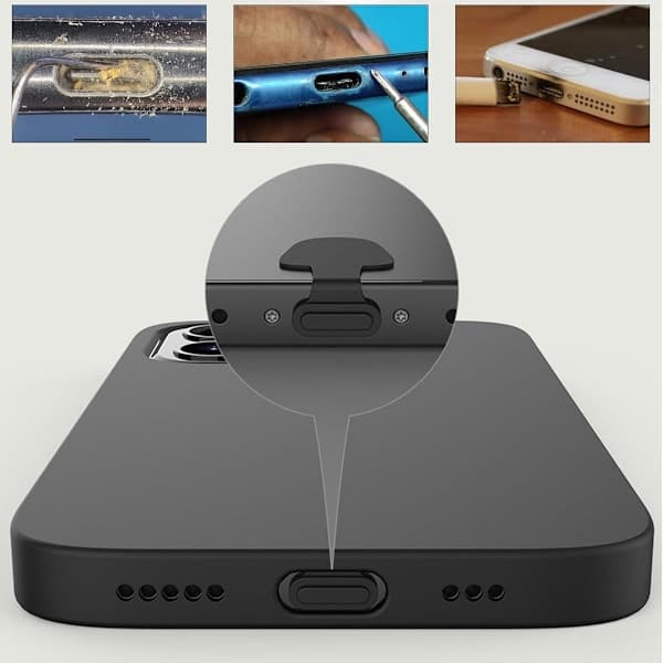 USB-C-portin pölytiivis tulppa - 6 kappaletta - Pölytiivis ja vedenpitävä - Musta