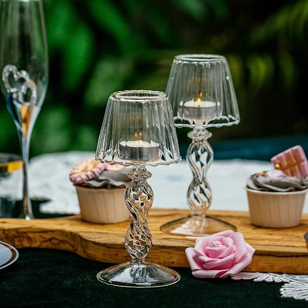 Klara Glas Värmeljushållare, 4 st Lampformade Tealighthållare, Eleganta Bordsdekorationer för Spiselkrans Matsalar Bröllopsfest Jul