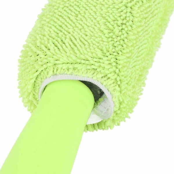 Felgbørste, Mikrofiber Bilfelg Rengjøringsbørste Langt Håndtak Mykt Verktøy (Grønn)