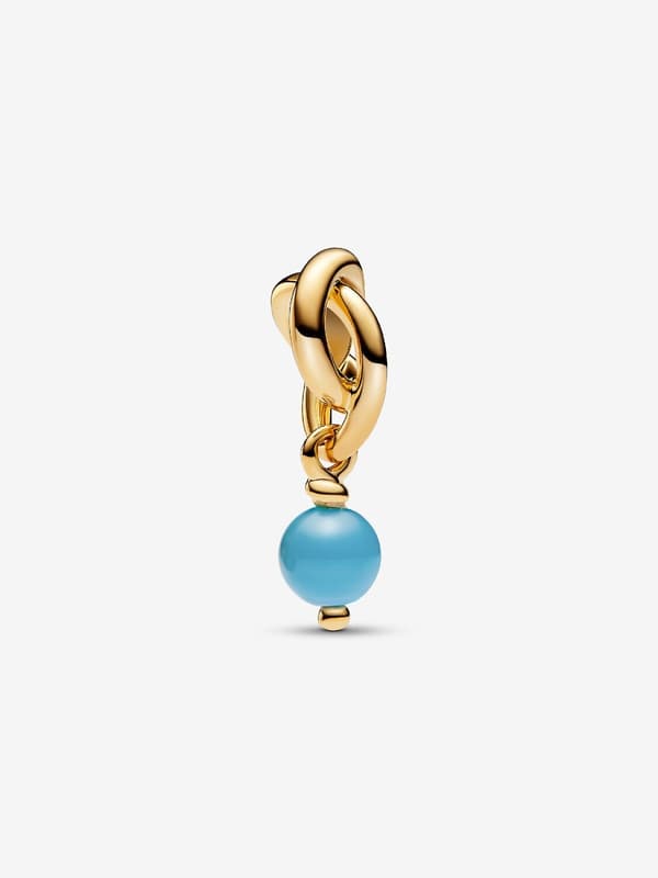 - Turkisblå Eternity Circle Dangle Charm - 14k gullbelegg