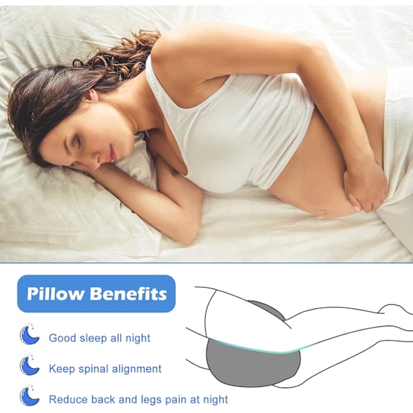 Knäkudde, Memory Foam Kilkudde Knäkudde för Sidosovare, Benvärk, Knävärk, Ledvärk (Grå)