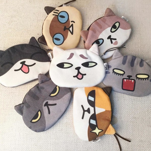 Fashionabla Hörlursförvaringsväska Rolig Kattansikte Myntbörs Liten Plånbok Växelväska för Daglig Användning och Utomhusaktiviteter Cat Xiaomei