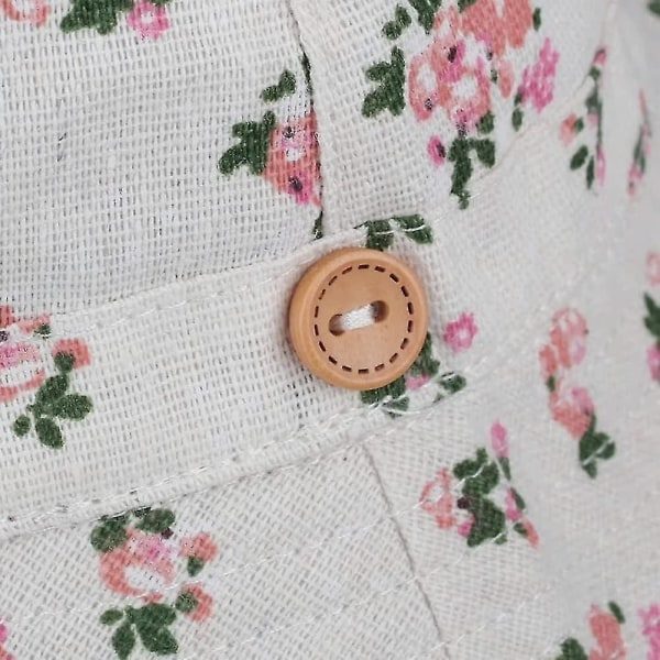 Børne Solhat Justerbar Åndbar Strandhat til Drenge Piger_ll 12-24 Måneder Floral Beige