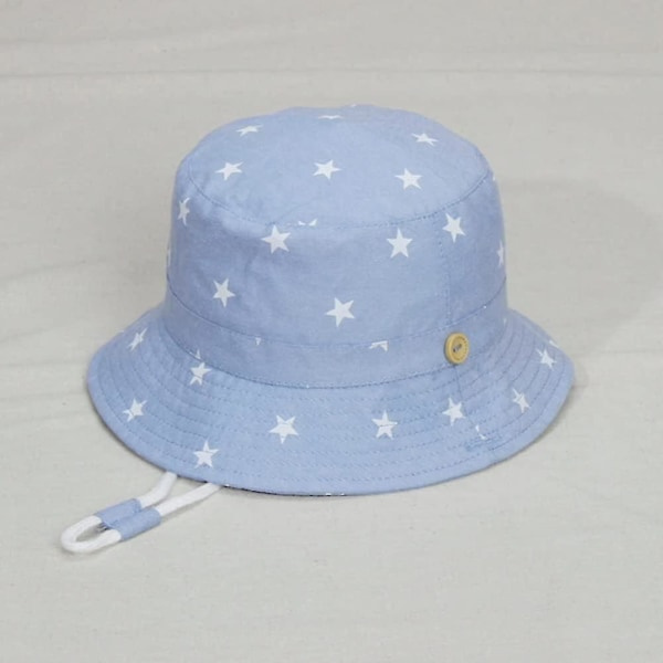 Barnesolhatt Justerbar Solhatt Pustende Strandhatt For Gutter Jenter_ll 12-24 Måneder Star Light Blue