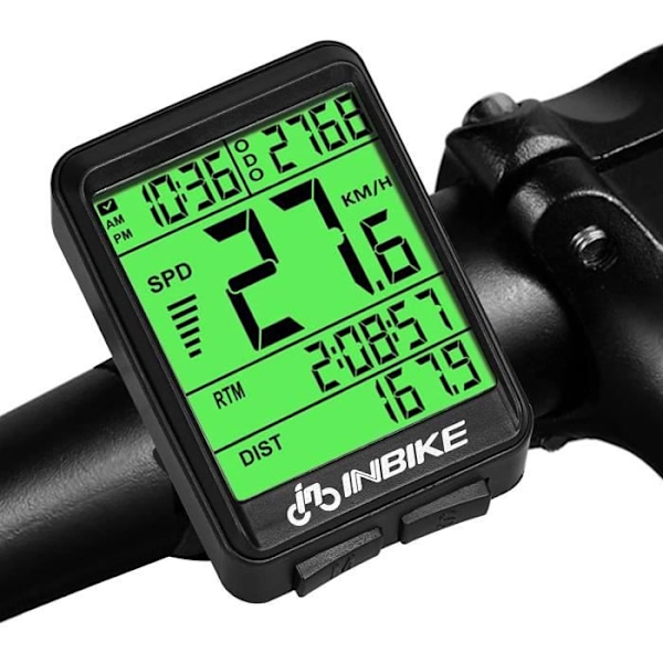 Trådløs sykkelcomputer IP54 Vanntett sykkelodometer speedometer trådløs med bakgrunnsbelyst display og stoppeklokke