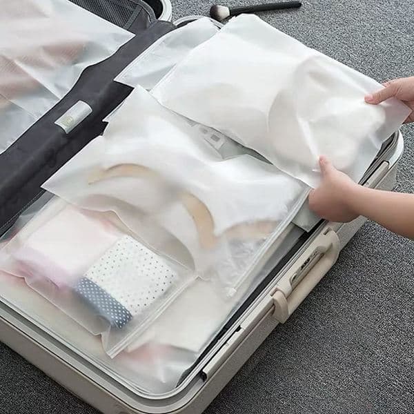 20 st vattentäta reseväskor, transparenta reseväskor i plast med dragkedja, M